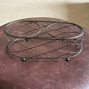 Elevated Modern Dog Cat Pet Feeder Double Bowl Food Water Stand Stainless Steel